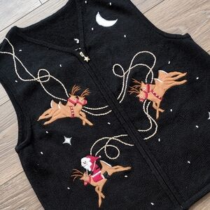 Vintage 90’s Y2K Bechamel Santa's Reindeer‎ Christmas Holiday Sweater Vest - L